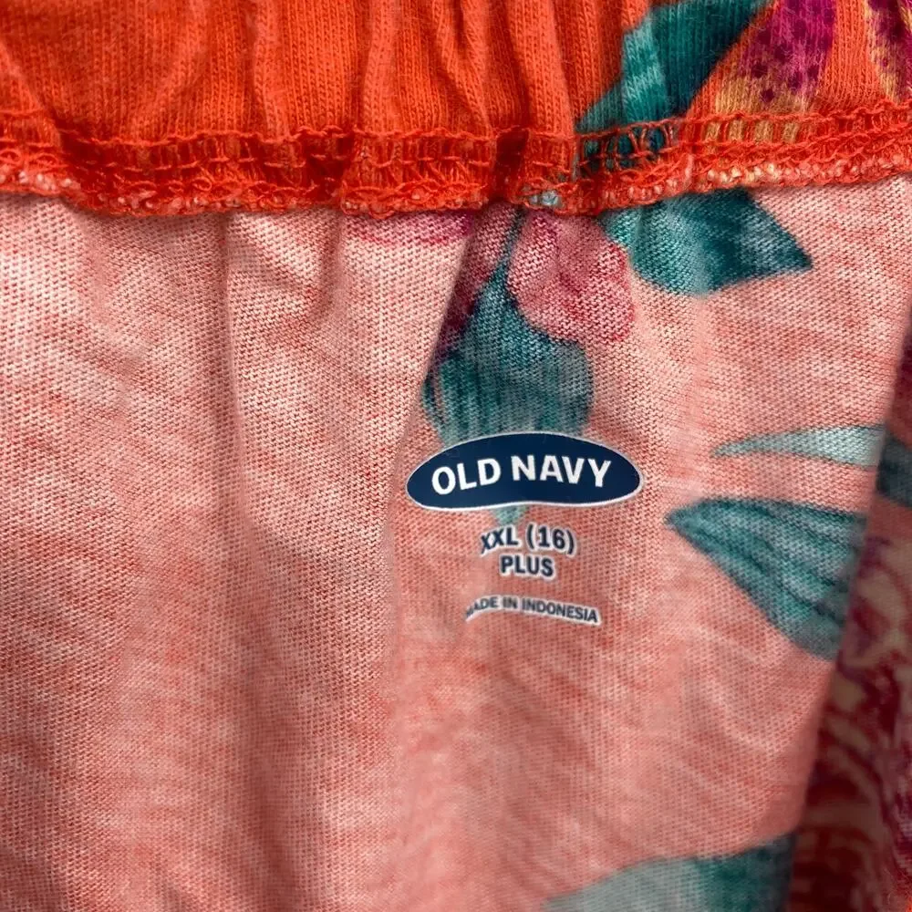 Old Navy Girls Tank Shorts Romper Orange Floral Jumpsuit XXL 16 Plus